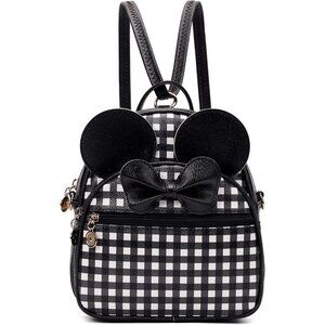 🆕 Kl928 Cute Mini Backpack Women Black Bowknot Polka Dot Small Shoulder Bag